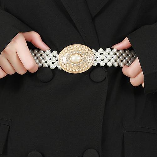 

Women's Belt Plastic White Silver Gold Beige Wide Belt Street Business Daily Date Floral / Spring / Summer / Fall / Winter