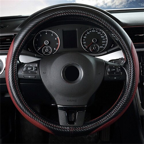 

1 PCS PU Leather Car Steering Wheel Cover Stable Universal Fit For 15""~15""1/2