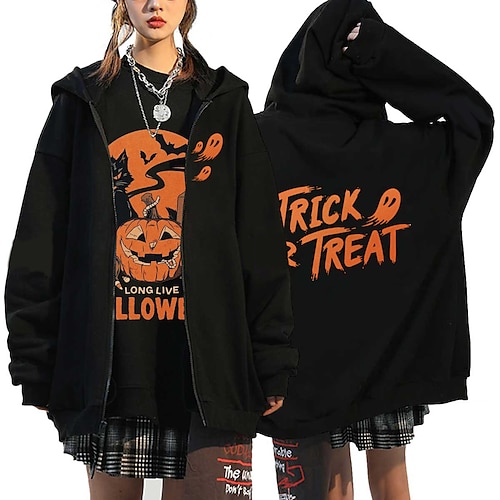 

Inspired by Halloween Pumpkin Trick or Treats Cartoon Manga Outerwear Anime Classic Street Style Outerwear For Men's Women's Unisex Adults' Hot Stamping 100% Polyester