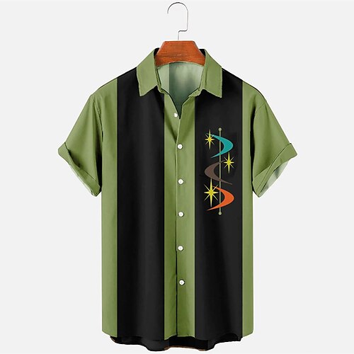 

Per uomo Camicia Camicia da bowling Camicia con bottoni Camicia estiva Nero Blu Marrone Verde Maniche corte Fantasia geometrica Color Block Stampe astratte Collo ripiegabile Stampa a caldo Sport Per