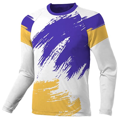 

Men's Downhill Jersey Long Sleeve Purple Patchwork Bike Breathable Quick Dry Polyester Spandex Sports Patchwork Clothing Apparel / Stretchy