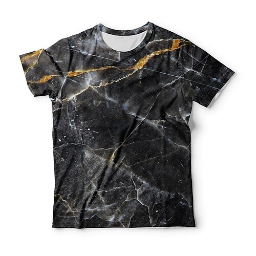 

Men's Unisex T shirt Tee 3D Print Graphic Prints Marble Crew Neck Street Daily Print Short Sleeve Tops Casual Classic Big and Tall Sports Black / Summer