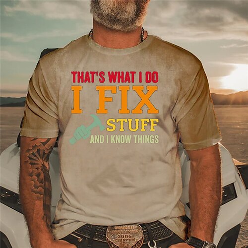 

Men's Unisex T shirt Tee 3D Print Graphic Prints Letter Crew Neck Street Daily Print Short Sleeve Tops Designer Casual Big and Tall Sports Khaki / Summer