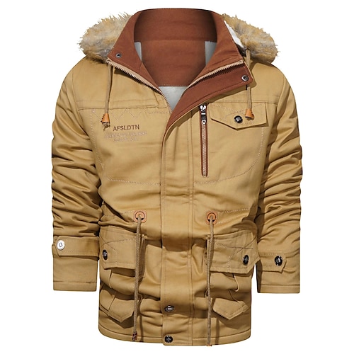 

Men's Winter Jacket Winter Coat Hoodie Jacket Windproof Warm Street Daily Holiday Zipper Hoodie Casual Casual Daily Comfortable Jacket Outerwear Pure Color Pocket Full Zip Khaki Army Green Black