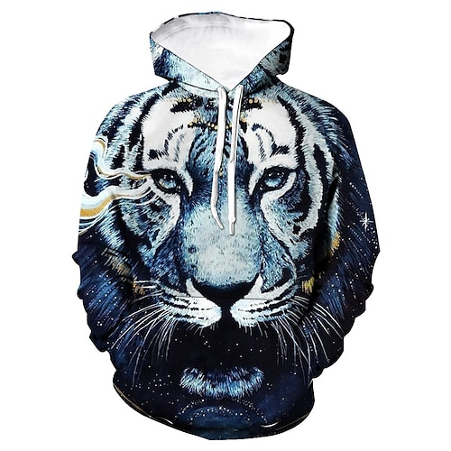 

Men's Unisex Pullover Hoodie Sweatshirt Blue Hooded Animal Tiger Graphic Prints Print Daily Sports 3D Print Streetwear Designer Casual Spring & Fall Clothing Apparel Hoodies Sweatshirts Long Sleeve