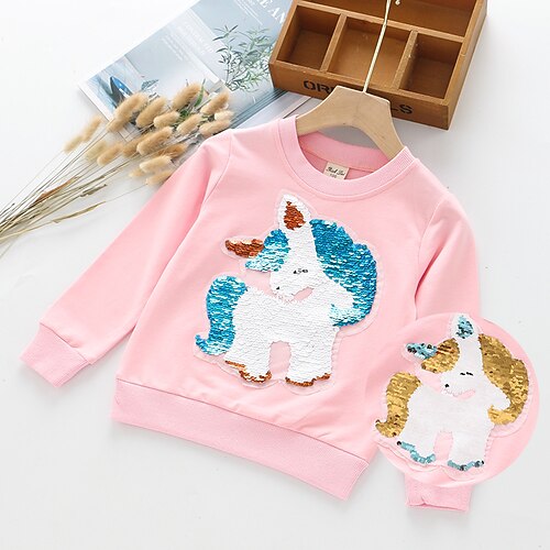 

Kids Girls' T shirt Animal School Long Sleeve Active 3-12 Years Winter Pink