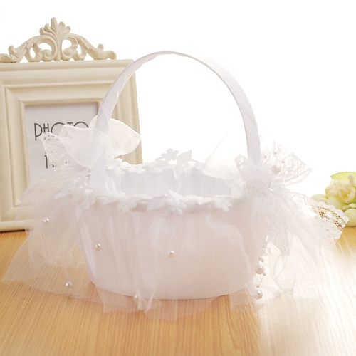 

Flower Basket Lace 7 7/8"" (20 cm) Satin Bowknot 1 pcs