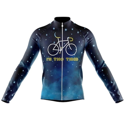 

21Grams Men's Cycling Jersey Long Sleeve Bike Top with 3 Rear Pockets Mountain Bike MTB Road Bike Cycling Breathable Quick Dry Moisture Wicking Reflective Strips Dark Blue Stars Polyester Spandex