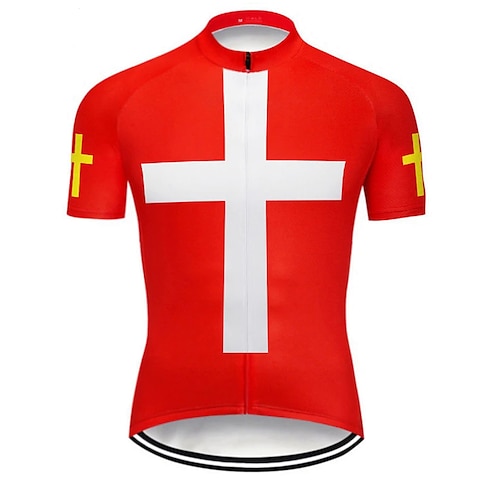 

21Grams Men's Cycling Jersey Short Sleeve Bike Top with 3 Rear Pockets Mountain Bike MTB Road Bike Cycling Breathable Quick Dry Moisture Wicking Reflective Strips Red Switzerland Polyester Spandex