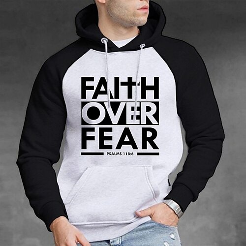 

Men's Pullover Hoodie Sweatshirt Hooded Graphic Letter Print Sports Outdoor Daily Sports Hot Stamping Basic Designer Hoodies Sweatshirts Long Sleeve Black And White / Spring / Fall