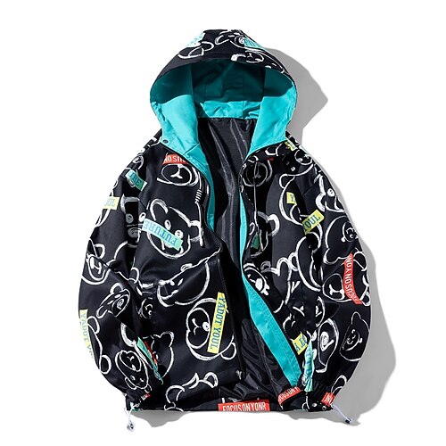 

Men's Track Jacket Windbreaker Windproof Breathable Lightweight Top Full Zip Hooded Letter Spring Autumn Tennis Running Training / Athleisure