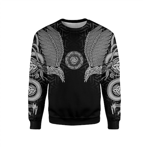 

Men's Unisex Sweatshirt Pullover Tribal Graphic Prints Print Daily Sports Holiday 3D Print Casual Streetwear Hoodies Sweatshirts Black