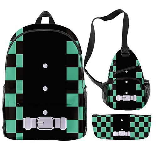 

3d Anime Ghost Slayer Blade Surrounding Schoolbag Backpack Messenger Bag Pen Bag Three-piece Printing