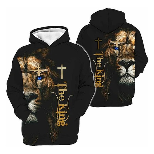 

Kids Boys Hoodie Animal Outdoor 3D Print Long Sleeve Pocket Active 3-13 Years Winter Black