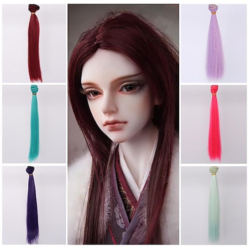 

bjd sd AS doll uncle wig long straight hair row diy high temperature silk hair color Doll Hair wefts Craft Wool Hair Doll Hair rerooting