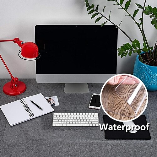 

Almofada de mesa de escritório, mouse pad de couro em pvc à prova d'água ultra fino branco, tapete de escrita de uso duplo para escritório/casa espessura 2 mm