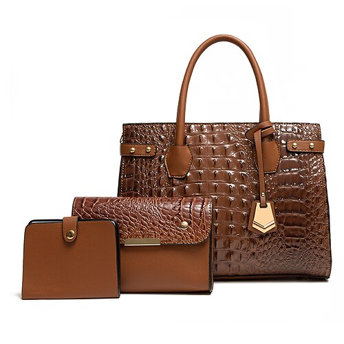 

Women's Bag Set Shoulder Bag PU Leather Zipper Vintage Going out Office & Career Green Black Khaki Red