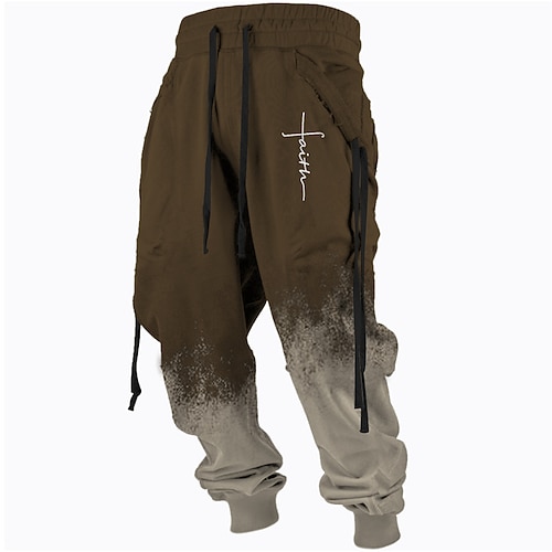 

Men's Sweatpants Joggers Trousers Drawstring Side Pockets Elastic Waist Color Block Graphic Prints Comfort Breathable Sports Outdoor Casual Daily Cotton Blend Terry Streetwear Stylish Green Blue