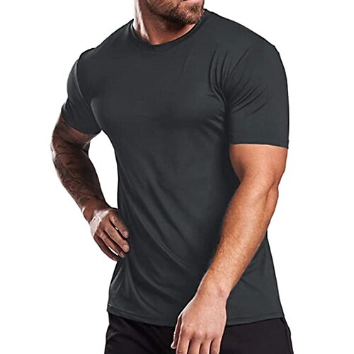 

Men's T shirt Tee Solid Color Crew Neck Street Daily Short Sleeve Tops Casual Fashion Comfortable White Black / Beach