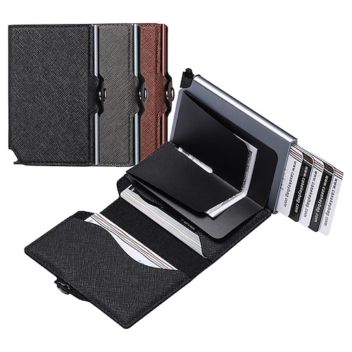 

Business Card Holder Case PU Leather Name Card Holder Luxury Pocket with Magnetic Shut for Women Men