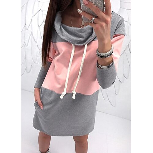 

Women's Pullover Hoodie Sweatshirt Pullover Color Block Casual Daily Cotton Streetwear Casual Clothing Apparel Hoodies Sweatshirts Pink