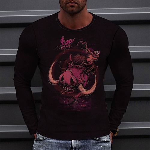 

Men's T shirt Tee Tee Graphic Round Neck Green Blue Purple Red Long Sleeve 3D Print Casual Daily Print Tops Fashion Designer Comfortable Big and Tall