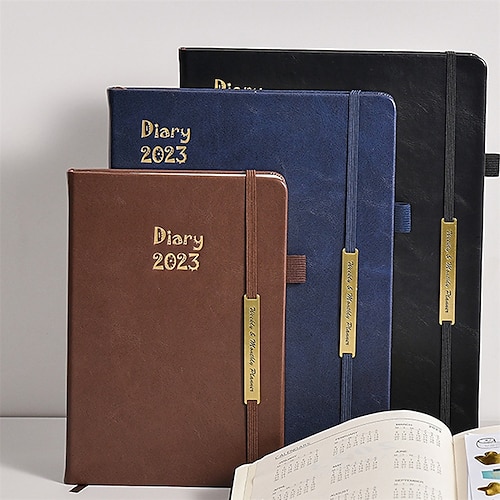 

2023 Leather Planner To Do List Planner A4 8.3×11.7 Inch A5 5.8×8.3 Inch B5 6.9×9.8 Inch Retro Aesthetic Classic Leather Hardcover Classsic Agenda Planner 360 Pages for School Office Business