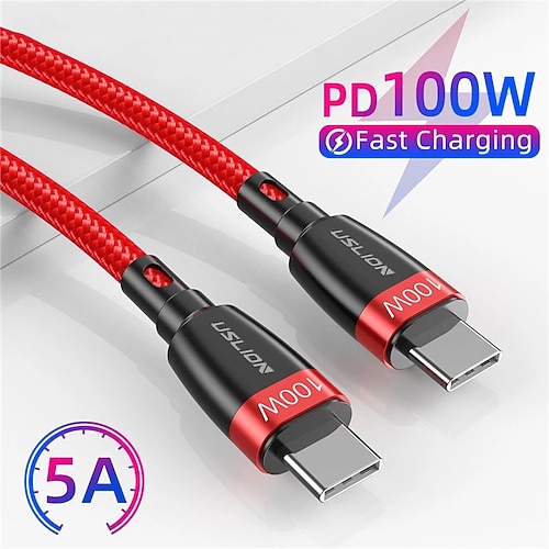 

PD 100W USB C to USB Type C Cable for Samsung Xiaomi Redmi MacBook Pro QC4.0 5A Fast Charging Cable for Type-C Devices