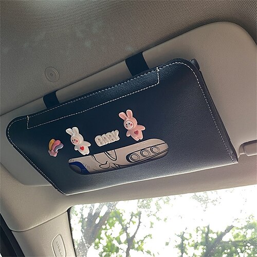 

1pcs Sun Visor Car Tissue Holder Easy to Install Durable Space-saving Leather For SUV Truck Van