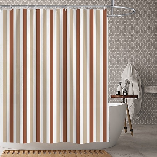 

Waterproof Fabric Shower Curtain Bathroom Decoration and Striped and Modern and Classic Theme.The Design is Beautiful and DurableWhich makes Your Home More Beautiful.