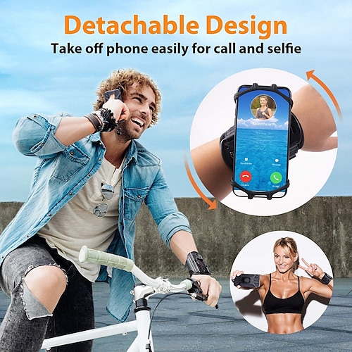 

Wristband Phone Holder for Running 360Rotation and Detachable Sports Armband with Key Holder for iPhone 12/11/Pro/Pro Max/XS/XR/X/8/7/6/Plus Samsung Galaxy Fits 4''-6.5''Phone