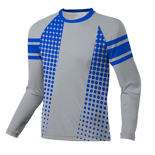 

21Grams Men's Downhill Jersey Long Sleeve Grey Polka Dot Bike Breathable Quick Dry Polyester Spandex Sports Polka Dot Clothing Apparel / Stretchy