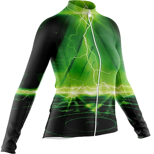 

Women's Cycling Jersey Long Sleeve Bike Jersey with 3 Rear Pockets Mountain Bike MTB Road Bike Cycling Breathable Ultraviolet Resistant Quick Dry Black Green Polyester Sports Clothing Apparel