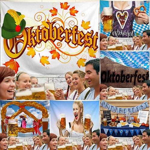 

Oktoberfest Party Wall Tapestry Art Decor Blanket Curtain Hanging Home Bedroom Living Room Decoration Polyester Beer German Bavarian