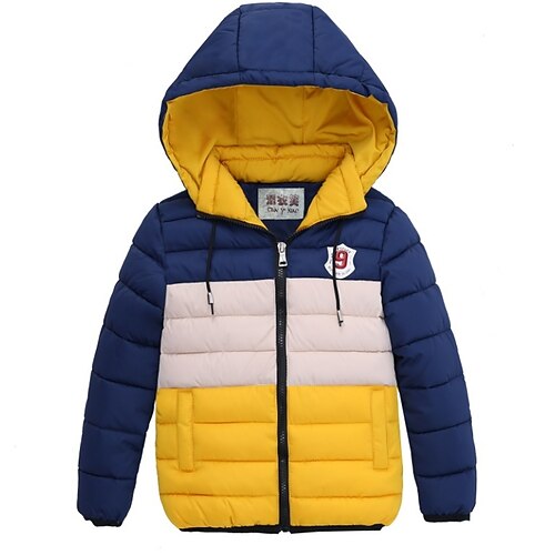 

Kids Boys Coat Outerwear Striped Long Sleeve Zipper Coat Active Cool Yellow Orange Winter 3-8 Years