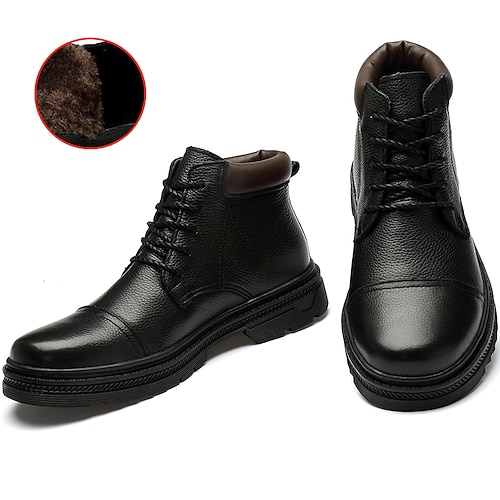 

Men's Boots Snow Boots Combat Boots Winter Boots Fleece lined Vintage Casual Classic Outdoor Daily Nappa Leather Booties / Ankle Boots Black Winter Fall