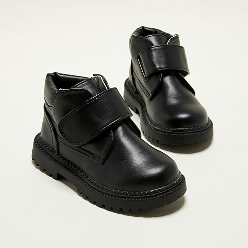 

Boys Girls' Boots Casual Boots Bootie Combat Boots Leather Non-slipping Height-increasing School Shoes Little Kids(4-7ys) School Daily Walking Shoes Outdoor Magic Tape Black Fall Spring