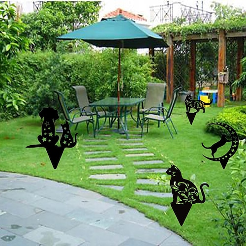 

Garden Ornament cat Shape Yard Art Hollow Home Simulation Decoration Black Cat Acrylic Waterproof Decor Statues Garden Farm Yard