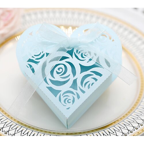 

Wedding Heart Gift Boxes Non-woven Paper Ribbons 100pcs