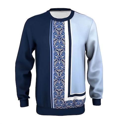 

Men's Unisex Sweatshirt Pullover Tribal Graphic Prints Print Daily Sports Holiday 3D Print Casual Streetwear Hoodies Sweatshirts Blue