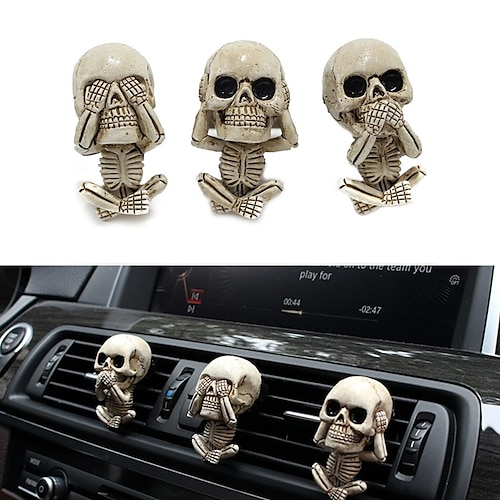 

Car Air Freshener Clips Car Vent Decoration Pipishoop Skull Car Interior Accessories Car Air Conditioner Vent Decoration Office Home Aromatherapy Halloween Decor Gifts for Men/Women (3 Pack)