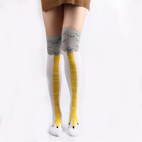 

Women's 1 Pair Socks Stockings Fashion Comfort Striped Multi Color Medium Winter Fall Black Fuchsia White