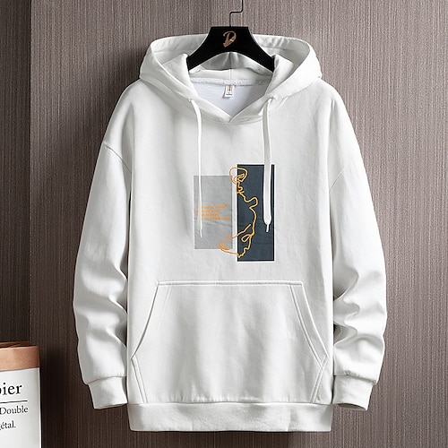 

Men's Sweatshirt Pullover Graphic Patterned Letter Print Sports Outdoor Daily Sports Hot Stamping Basic Casual Hoodies Sweatshirts White Black Blue