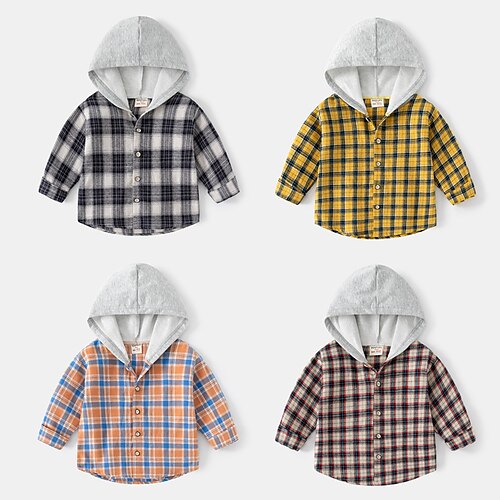 

bambini ragazzi giacca manica lunga arancione plaid autunno inverno attivo tutti i giorni 2-6 anni