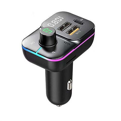 

The New Dual USB Car Charger FM Transmitter Bluetooth Adapter Wireless Handsfree Stereo Mp3 Player Colorful Lights FM Modulator