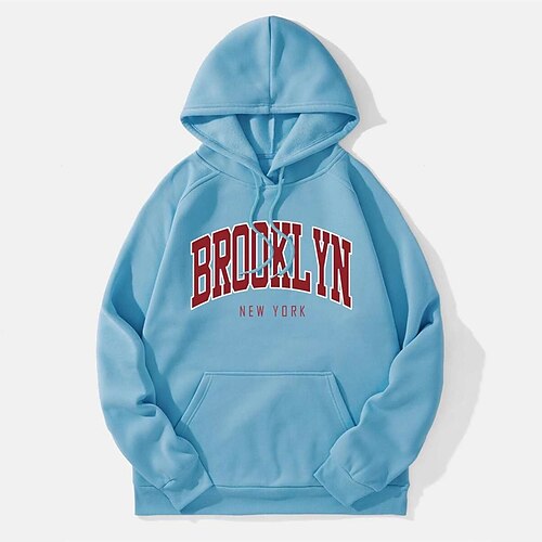 

Men's Hoodie Pullover Green Red Light Blue Gray White Hooded Graphic Letter Print Front Pocket Going out Streetwear Streetwear Cool Designer Winter Spring & Fall Clothing Apparel Hoodies Sweatshirts
