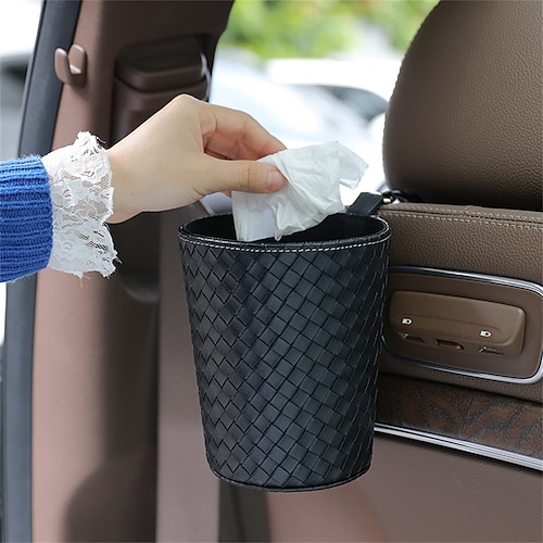 

1 PC Car Backseat Trash Can Easy to Install Durable Space-saving Leather For SUV Truck Van