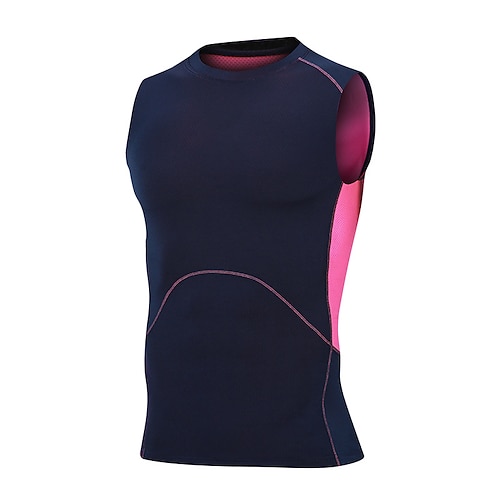 

Men's Compression Tank Top Patchwork Sleeveless Compression Clothing Athletic Spandex Breathable Quick Dry Moisture Wicking Gym Workout Running Active Training Sportswear Activewear Color Block Black