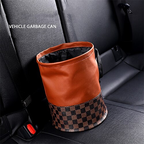 

1pcs Car Backseat Trash Can Keep Car Clean Collapsible Easy to Install Leather For SUV Truck Van