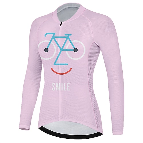 

21Grams Women's Cycling Jersey Long Sleeve Bike Top with 3 Rear Pockets Mountain Bike MTB Road Bike Cycling Quick Dry Moisture Wicking Rosy Pink Graphic Patterned Sports Clothing Apparel / Stretchy